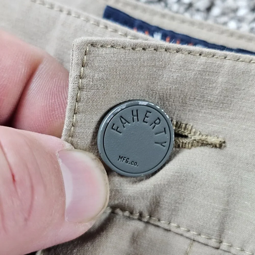 Faherty Shorts Mens 42 Khaki Stretch Performance All Day Chino Hiking Camping